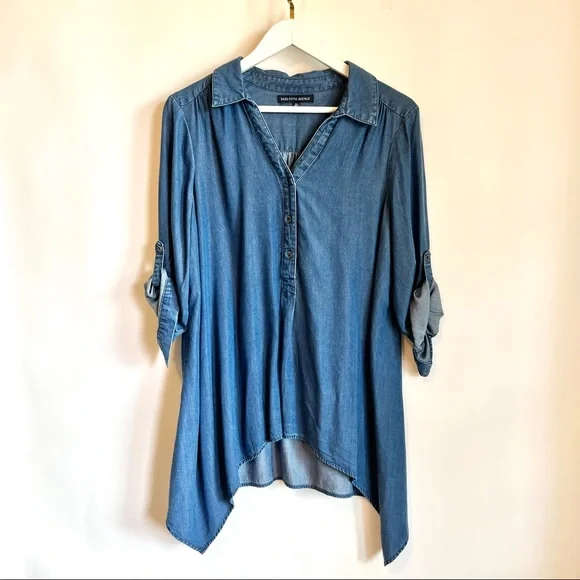 Saks 5th Avenue Chambray Tunic Top - Picture 3 of 11